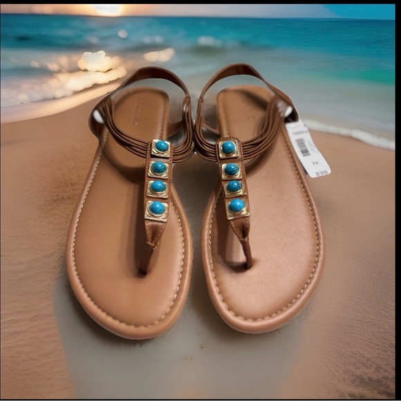 torrid Shoes - Torrid Turquoise t-Strap Sandals Size 9.5ww NWT Boho Chic Southwestern Artisanal